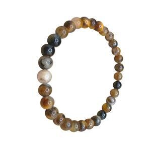 Golden Blue Tigers Eye Bracelet Beaded 6mm Gemstones Stretch Earthy Boho Unisex